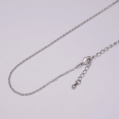 White Gold Filled 1.4mm Dainty Cable Chain 16 Inch Choker Chain Necklace w. Extender | WA-439