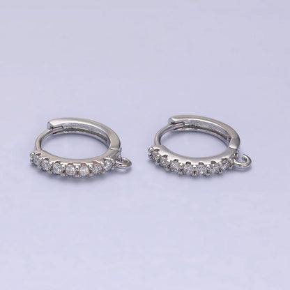 White Gold Filled 15mm Micro Paved CZ Huggie Open Loop Earrings | Z-361