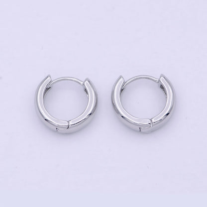 White Gold Filled 16mm Chunky Silver Huggie Hoop Earrings P-248