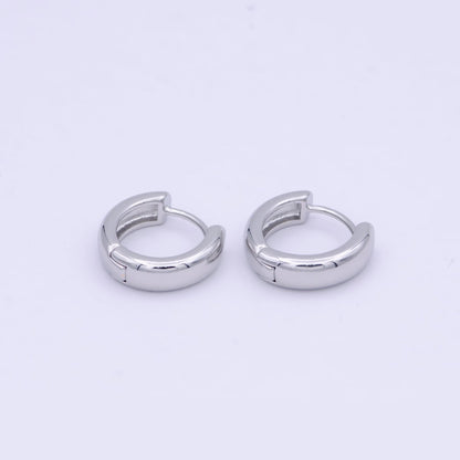 White Gold Filled 16mm Chunky Silver Huggie Hoop Earrings P-248