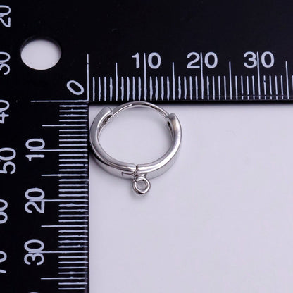White Gold Filled 16mm Minimalist Huggie Earrings Findings Supply | Z-905