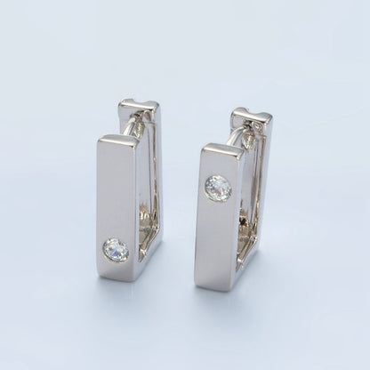 White Gold Filled 17mm Clear CZ Square Huggie Earrings | AD670