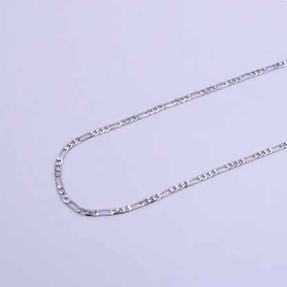 White Gold Filled 1.8mm Figaro Chain 22 Inch Necklace | WA-2501
