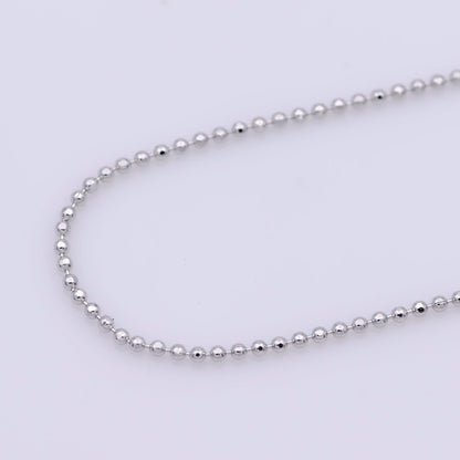 White Gold Filled 1mm Dainty Round Beaded Ball 18 Inch Layering Chain Necklace | WA-241 Clearance Pricing