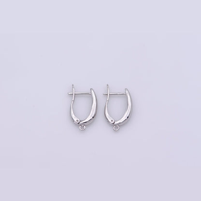 White Gold Filled 20mm Minimalist Open Loop English Lock Hoop Earrings Findings | Z846