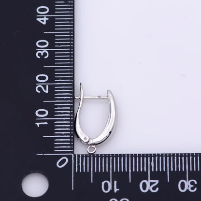 White Gold Filled 20mm Minimalist Open Loop English Lock Hoop Earrings Findings | Z846