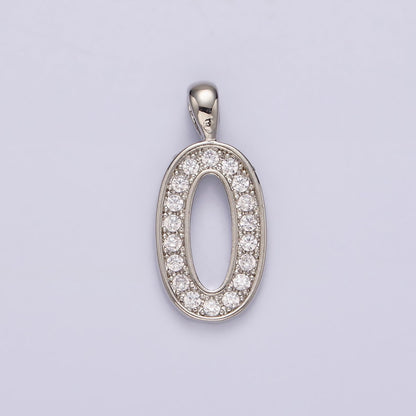 White Gold Filled 21.5mm Clear Micro Paved CZ Number 0-9 Pendant | N1246 - N1255
