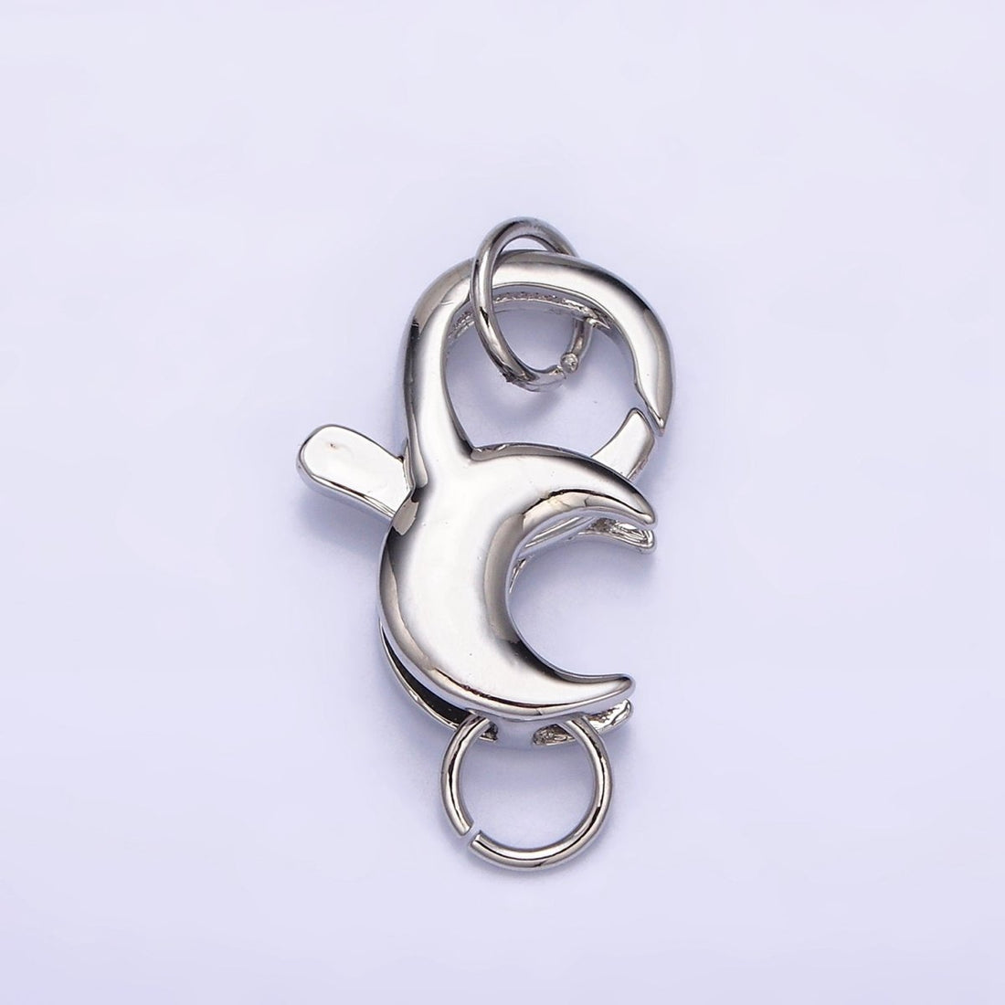 White Gold Filled 25.5mm Celestial Crescent Moon Lobster Clasps Jewelry Closure Supply | Z-393