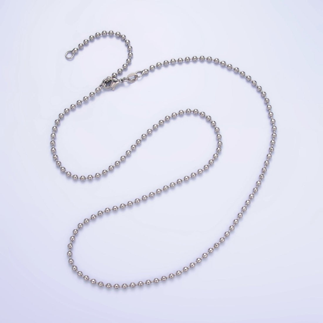 White Gold Filled 2.5mm Ball Bead Bar 17.2 Inch with Extender | WA-3045