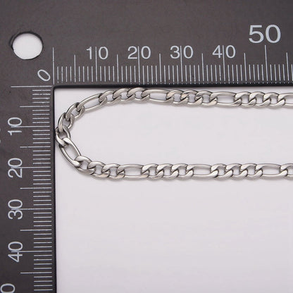 White Gold Filled 3.5mm Figaro Unfinished Chain For Jewelry Making | ROLL-1490 Clearance Pricing