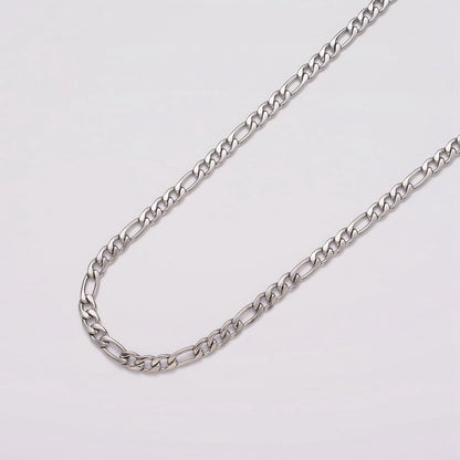 White Gold Filled 3.5mm Figaro Unfinished Chain For Jewelry Making | ROLL-1490 Clearance Pricing