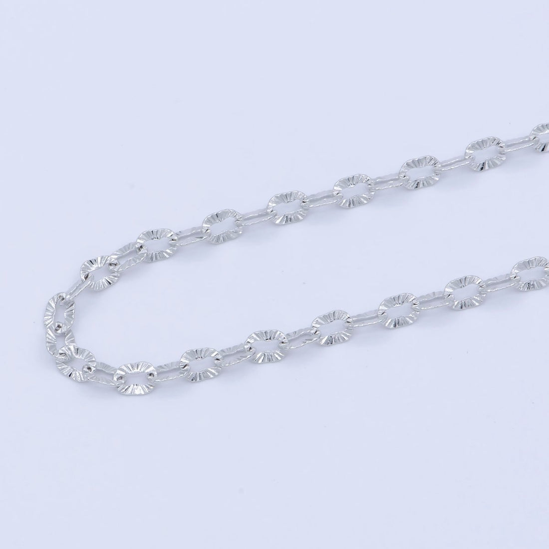 White Gold Filled 3mm Sunburst Cable Unique Everyday Layering 18 Inch Chain Silver Necklace | WA-202 Clearance Pricing