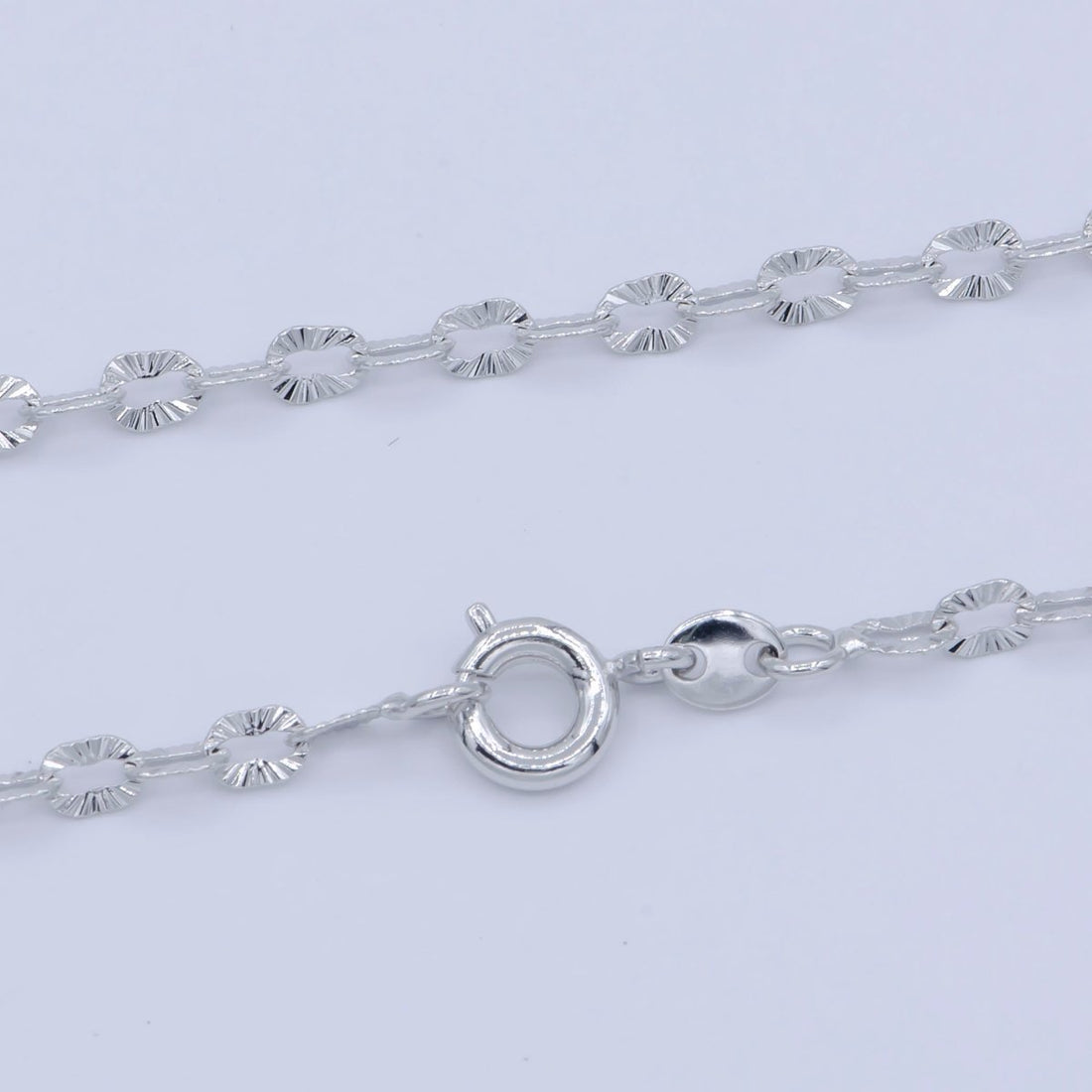 White Gold Filled 3mm Sunburst Cable Unique Everyday Layering 18 Inch Chain Silver Necklace | WA-202 Clearance Pricing
