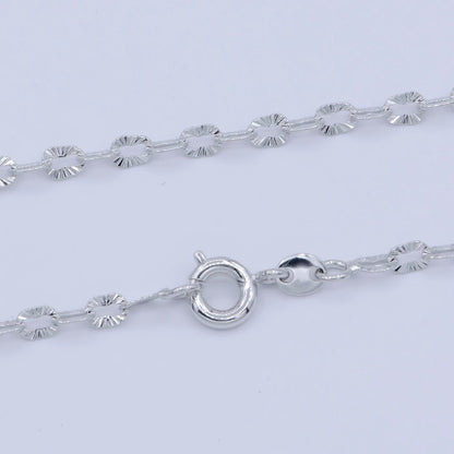 White Gold Filled 3mm Sunburst Cable Unique Everyday Layering 18 Inch Chain Silver Necklace | WA-202 Clearance Pricing