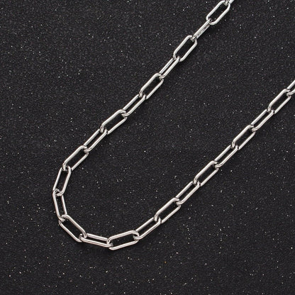 White Gold Filled 4mm Paperclip Unfinished Chain For Jewelry Making | ROLL-853 Clearance Pricing