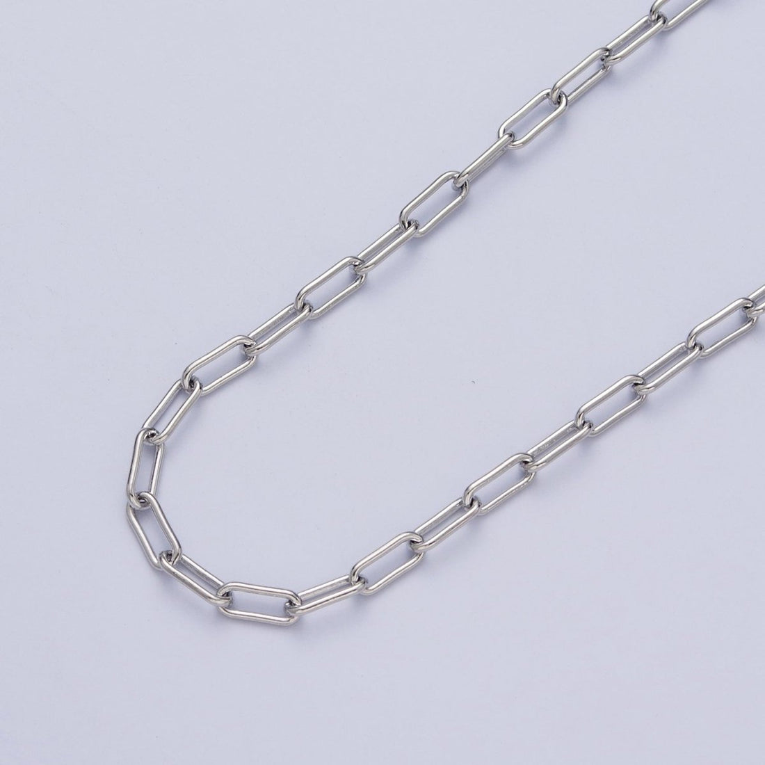 White Gold Filled 4mm Paperclip Unfinished Chain For Jewelry Making | ROLL-853 Clearance Pricing