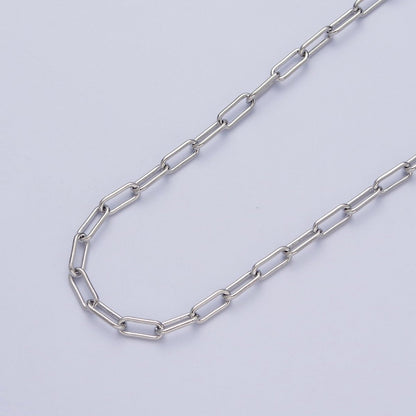 White Gold Filled 4mm Paperclip Unfinished Chain For Jewelry Making | ROLL-853 Clearance Pricing
