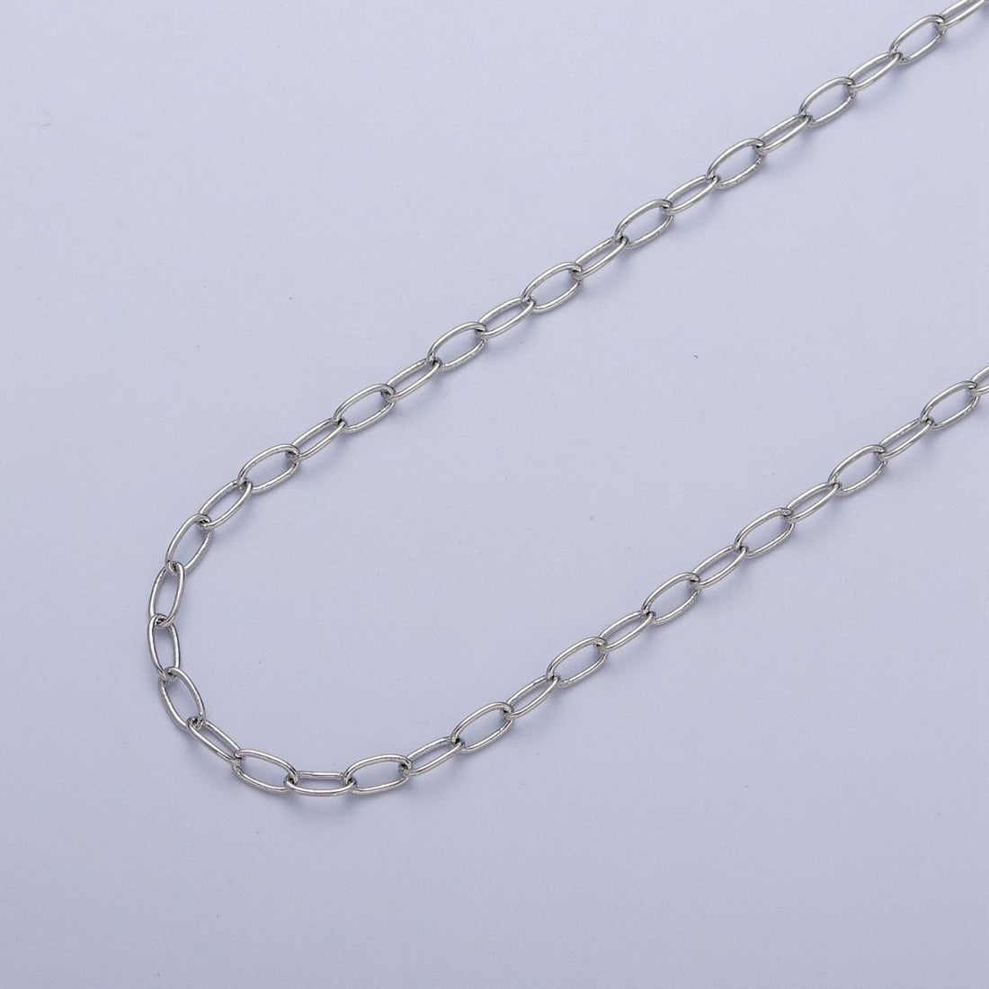 OS White Gold Filled 5.5mmx3mm Paperclip Silver Bulk Unfinished Chain For DIY Jewelry Making | ROLL-854 Clearance Pricing