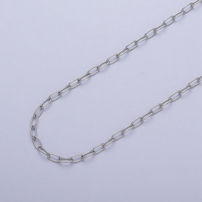 OS White Gold Filled 5.5mmx3mm Paperclip Silver Bulk Unfinished Chain For DIY Jewelry Making | ROLL-854 Clearance Pricing