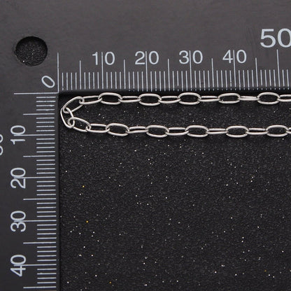 OS White Gold Filled 5.5mmx3mm Paperclip Silver Bulk Unfinished Chain For DIY Jewelry Making | ROLL-854 Clearance Pricing