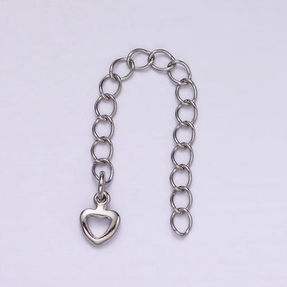 White Gold Filled 60mm Open Heart Charm Chain Extender Findings | Z716