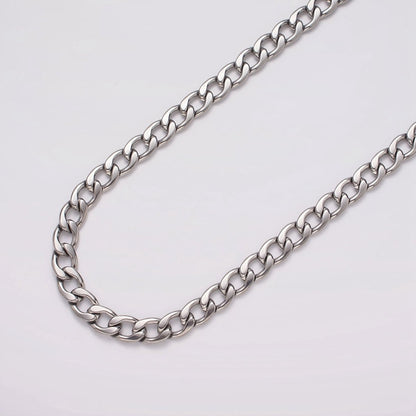 White Gold Filled 7.5mm Cuban Concave Flat Curb Unfinished Chain For Jewelry Making | ROLL-1489 Clearance Pricing