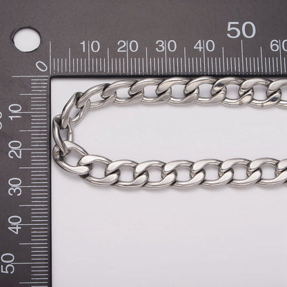 White Gold Filled 7.5mm Cuban Concave Flat Curb Unfinished Chain For Jewelry Making | ROLL-1489 Clearance Pricing