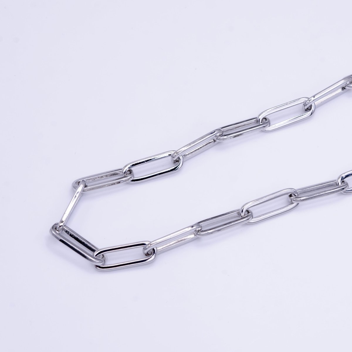 White Gold Filled 8mm Minimalist Paperclip Chain by Yard | Roll-1516