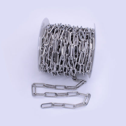 White Gold Filled 8mm Minimalist Paperclip Chain by Yard | Roll-1516