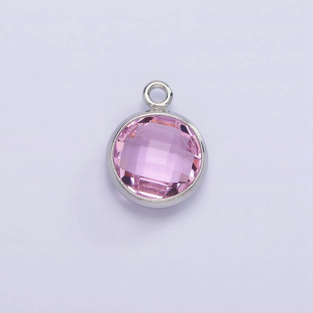 White Gold Filled 9mm Multifaceted Birthstone CZ Round Add-On Charm | N1197 - N1207