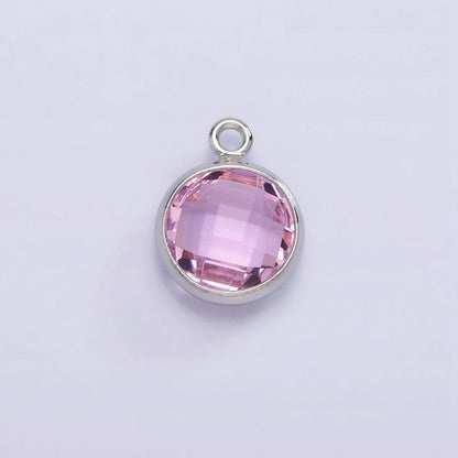 White Gold Filled 9mm Multifaceted Birthstone CZ Round Add-On Charm | N1197 - N1207
