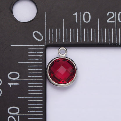 White Gold Filled 9mm Multifaceted Birthstone CZ Round Add-On Charm | N1197 - N1207
