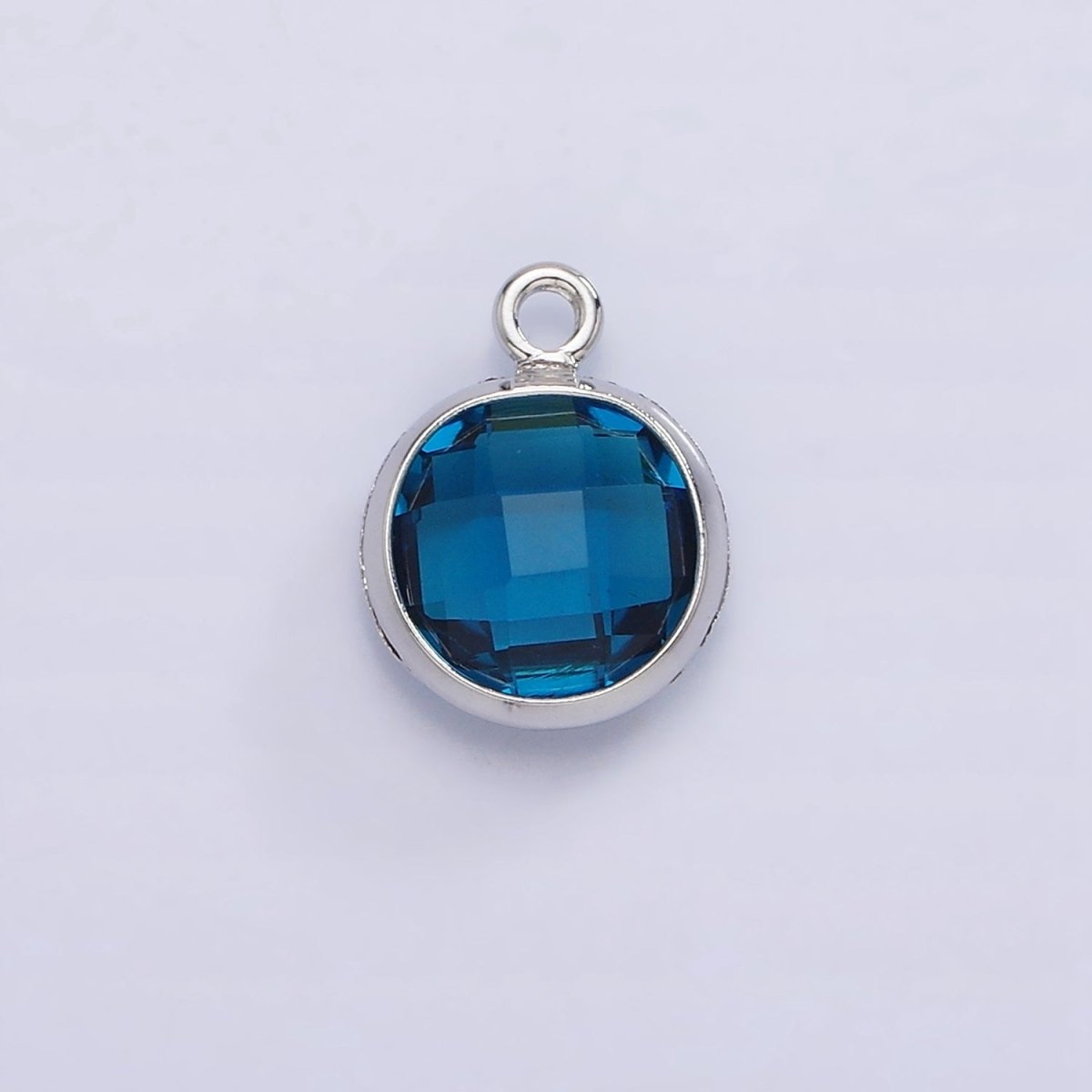 White Gold Filled 9mm Multifaceted Birthstone CZ Round Add-On Charm | N1197 - N1207