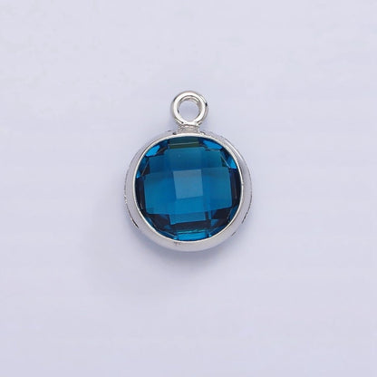 White Gold Filled 9mm Multifaceted Birthstone CZ Round Add-On Charm | N1197 - N1207