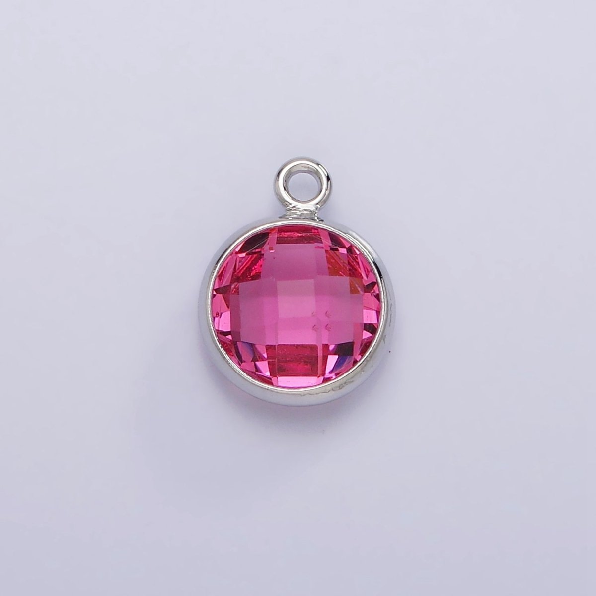 White Gold Filled 9mm Multifaceted Birthstone CZ Round Add-On Charm | N1197 - N1207