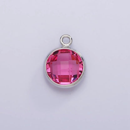 White Gold Filled 9mm Multifaceted Birthstone CZ Round Add-On Charm | N1197 - N1207