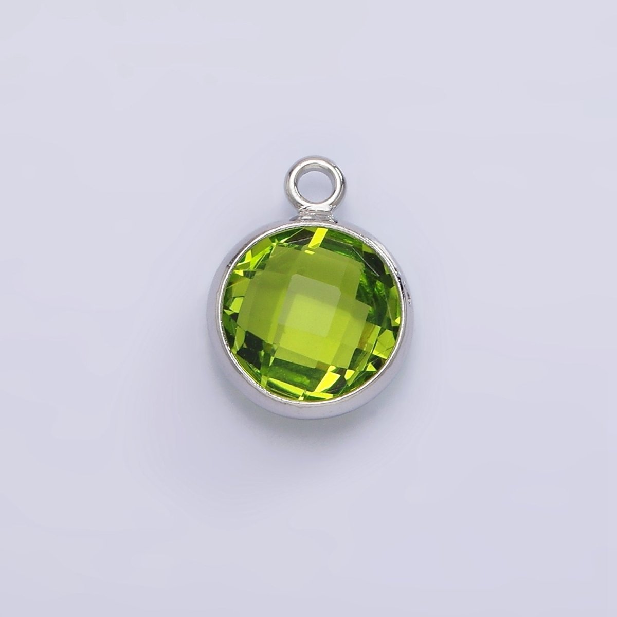 White Gold Filled 9mm Multifaceted Birthstone CZ Round Add-On Charm | N1197 - N1207