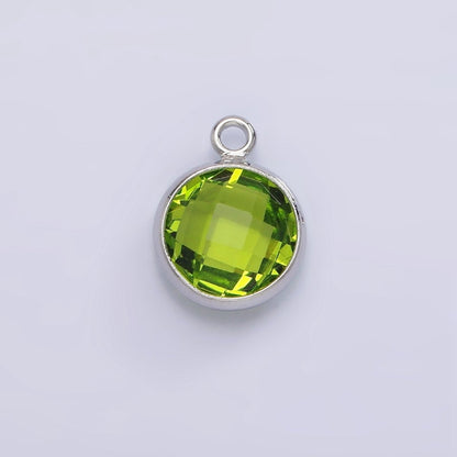 White Gold Filled 9mm Multifaceted Birthstone CZ Round Add-On Charm | N1197 - N1207