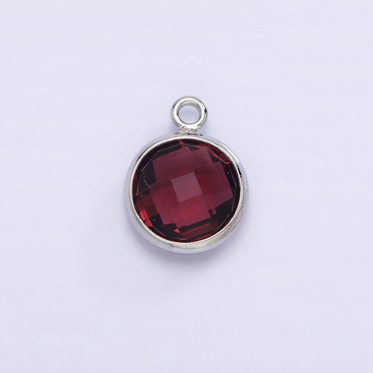 White Gold Filled 9mm Multifaceted Birthstone CZ Round Add-On Charm | N1197 - N1207