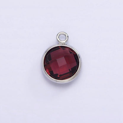 White Gold Filled 9mm Multifaceted Birthstone CZ Round Add-On Charm | N1197 - N1207