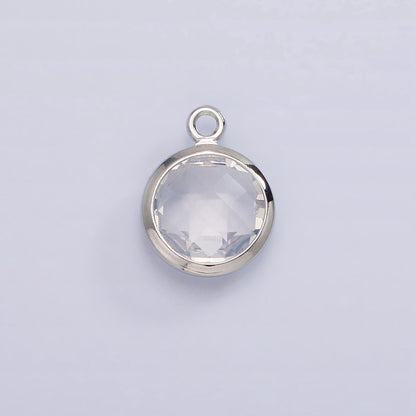 White Gold Filled 9mm Multifaceted Birthstone CZ Round Add-On Charm | N1197 - N1207