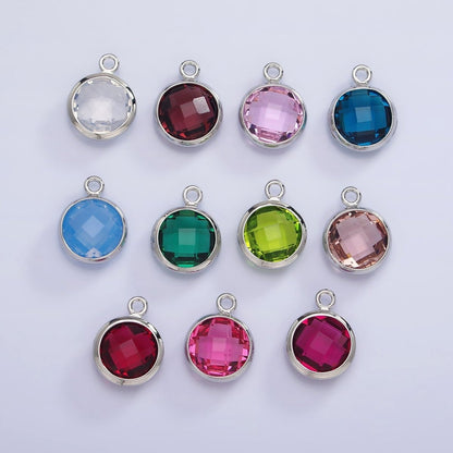 White Gold Filled 9mm Multifaceted Birthstone CZ Round Add-On Charm | N1197 - N1207
