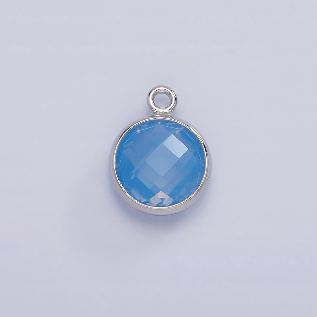 White Gold Filled 9mm Multifaceted Birthstone CZ Round Add-On Charm | N1197 - N1207
