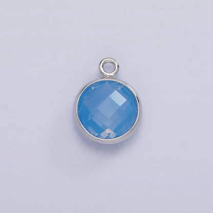 White Gold Filled 9mm Multifaceted Birthstone CZ Round Add-On Charm | N1197 - N1207
