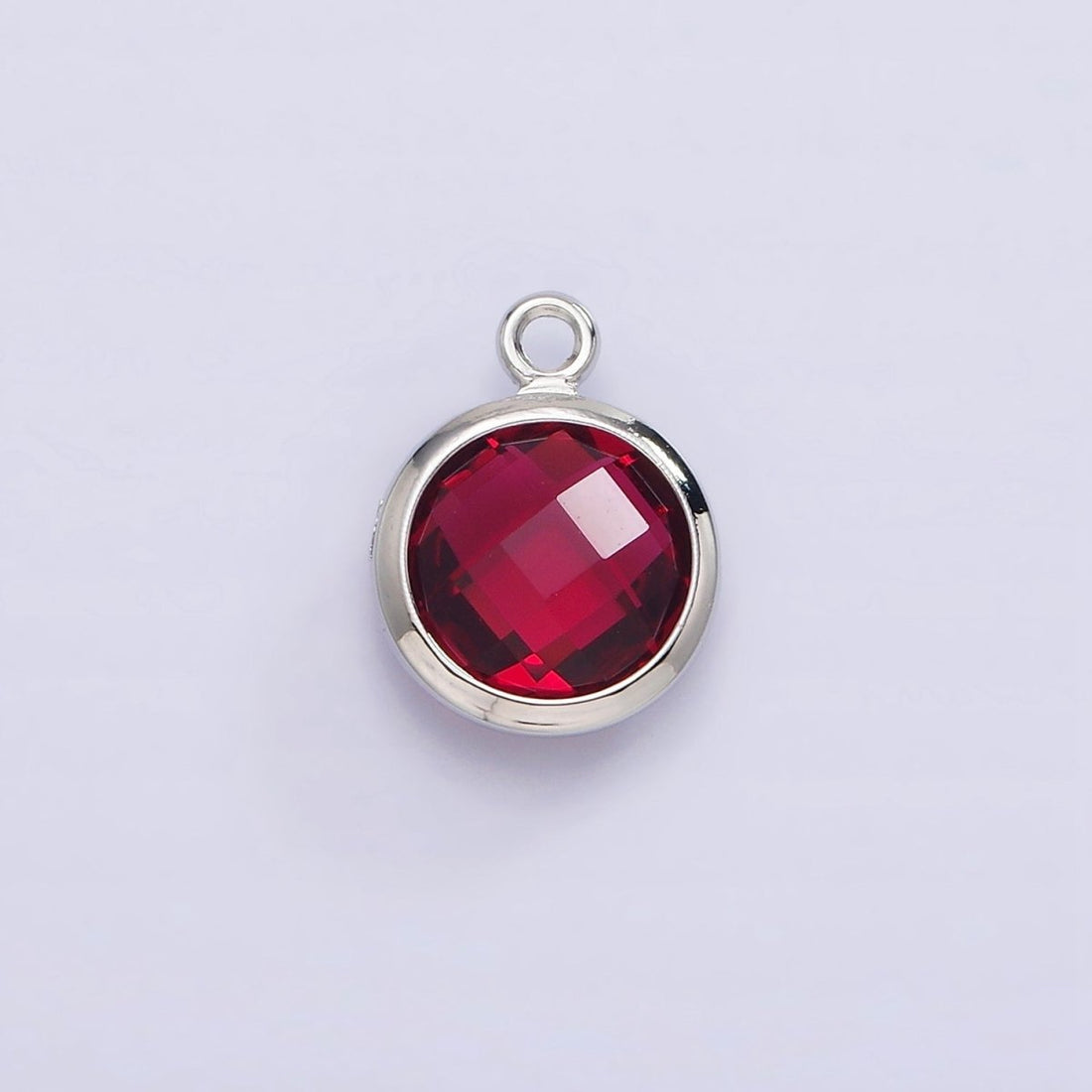 White Gold Filled 9mm Multifaceted Birthstone CZ Round Add-On Charm | N1197 - N1207