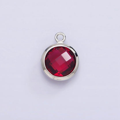 White Gold Filled 9mm Multifaceted Birthstone CZ Round Add-On Charm | N1197 - N1207
