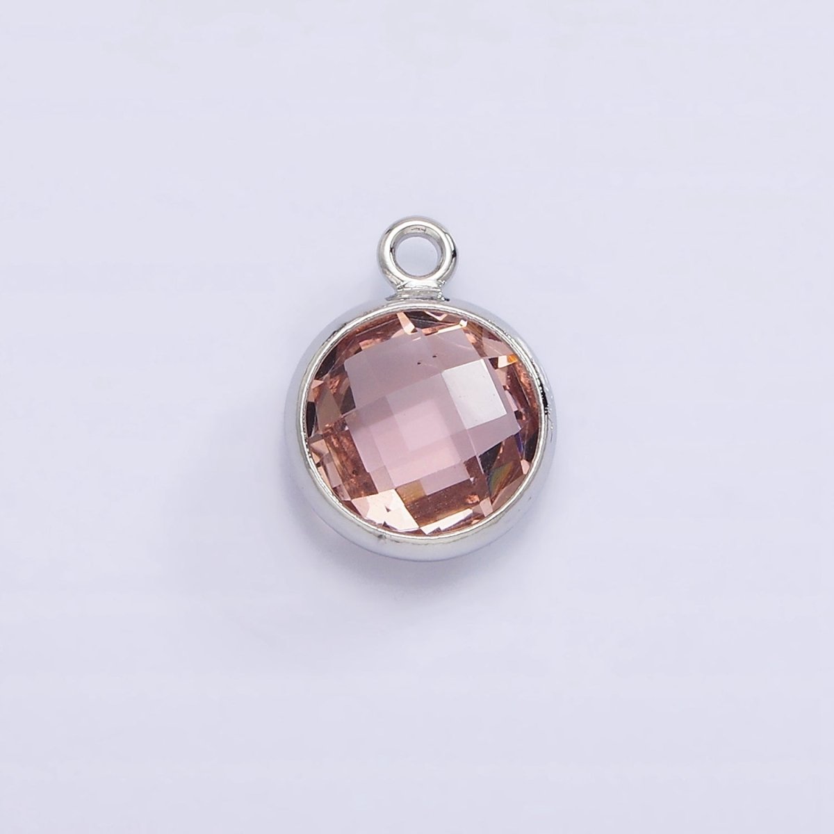 White Gold Filled 9mm Multifaceted Birthstone CZ Round Add-On Charm | N1197 - N1207