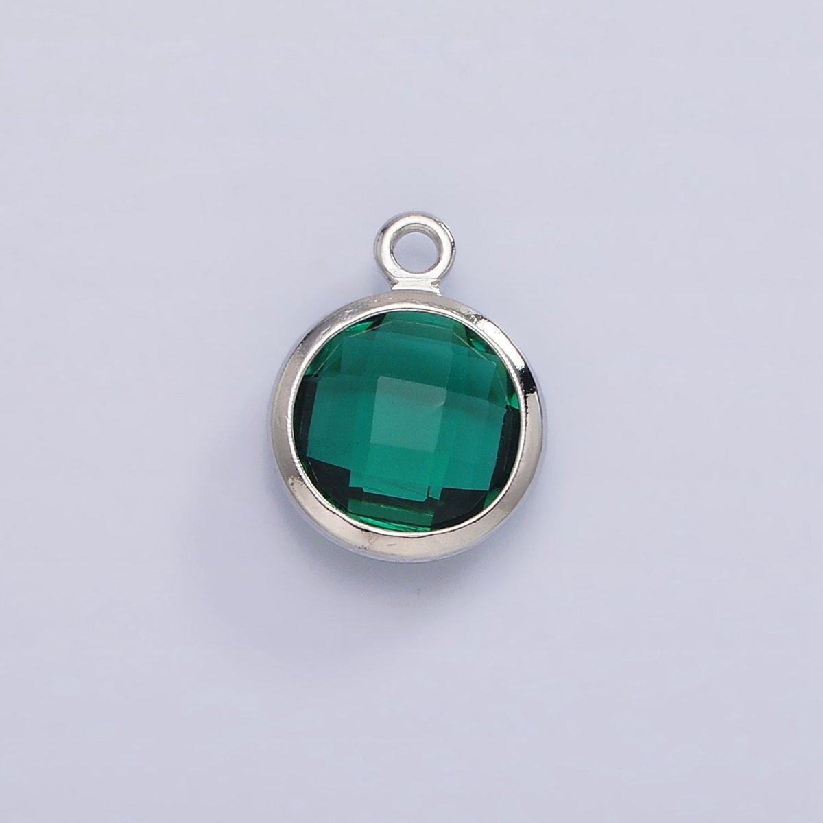 White Gold Filled 9mm Multifaceted Birthstone CZ Round Add-On Charm | N1197 - N1207