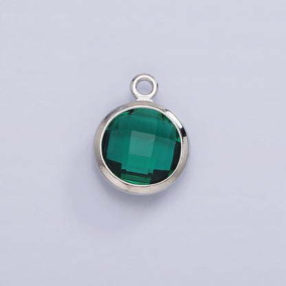White Gold Filled 9mm Multifaceted Birthstone CZ Round Add-On Charm | N1197 - N1207
