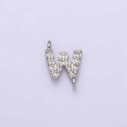 White Gold Filled A-Z Initial Letter Micro Paved CZ Sideway Loop Personalized Connector | A-664-A-676